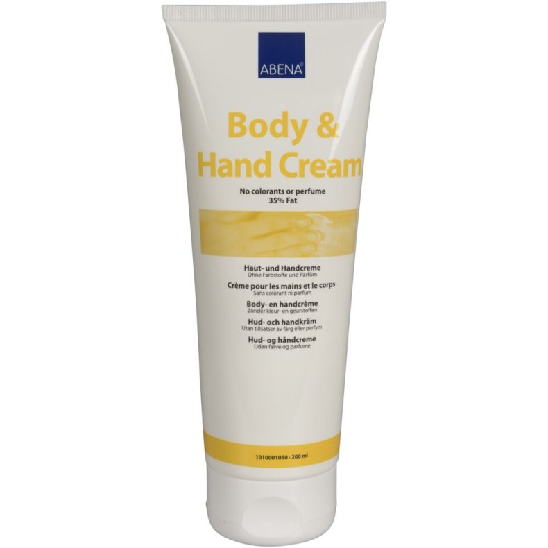 Hud- og H�ndcreme, ABENA, 200 ml, uden farve og parfume, 35% fedt