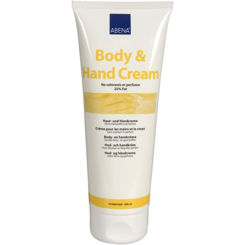 Hud- og H�ndcreme, ABENA, 200 ml, uden farve og parfume, 25% fedt