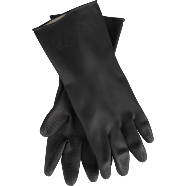 Latexhandske, THOR Black Heavy Duty, XXL, sort, latex, indvendig velourisering