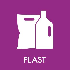 Piktogram, 12x12cm, lilla, folie, til plast, selvkl�bende