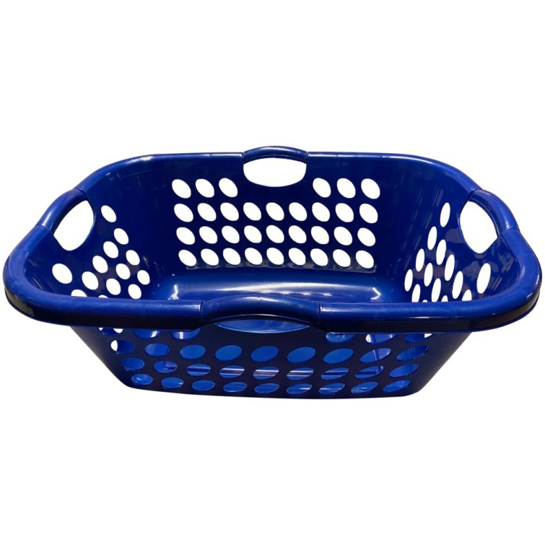 Plastkurv, 680x470x260mm, 55 l, bl�, plast, med h�ndtag, firkantet