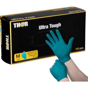 Engangshandske, THOR Ultra Tough, M, gr�n, nitril, pudderfri