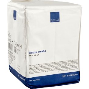 Gazekompres, ABENA, 12-lags, 10x10cm, hvid, 17-tr�ds, latexfri, usteril