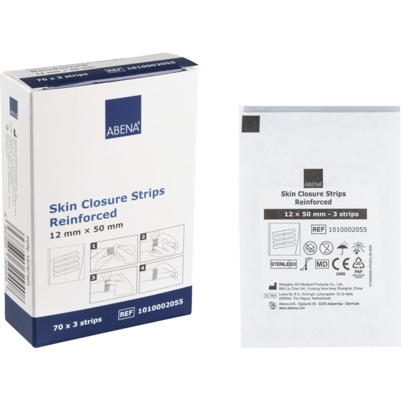Suturtape, ABENA, 50x12mm, hvid, forst�rket, ark � 3 strips, latexfri, steril, engangs *Denne vare tages ikke retur*