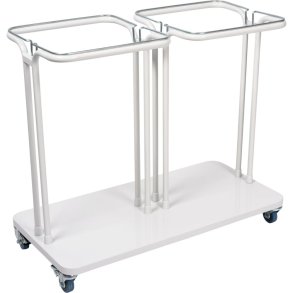 Affaldsstativ, S�kko-Boy, hvid, pulverlakeret st�l, 2-rums, 2x40 l, med s�kkeholder