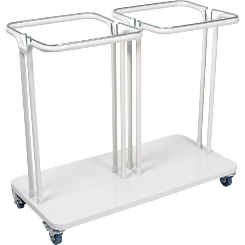 Affaldsstativ, S�kko-Boy, hvid, pulverlakeret st�l, 2-rums, 2x40 l, med s�kkeholder