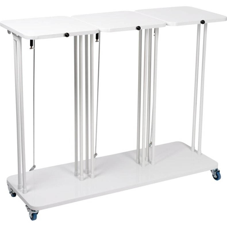 Affaldsstativ, S�kko-Boy, hvid, pulverlakeret st�l, 3-rums, 3x60 l, med soft-close l�g