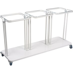 Affaldsstativ, S�kko-Boy, hvid, pulverlakeret st�l, 3-rums, 3x40 l, med s�kkeholder