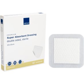 Superabsorberende bandage, ABENA, 10x10cm, hvid, latexfri, steril *Denne vare tages ikke retur*