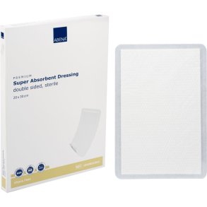 Superabsorberende bandage, ABENA, 20x30cm, hvid, latexfri, steril *Denne vare tages ikke retur*