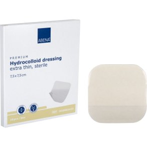 Hydrokolloid bandage, ABENA, 7,5x7,5cm, semi-transparent, ekstra tynd, latexfri, steril, engangs *Denne vare tages ikke retur*