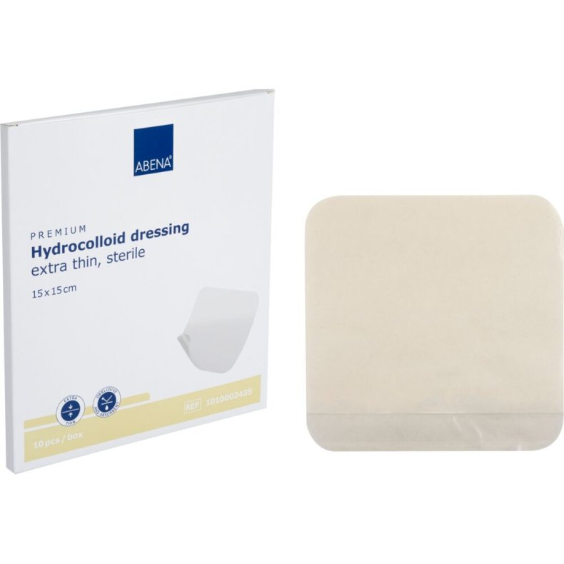 Hydrokolloid bandage, ABENA, 15x15cm, semi-transparent, ekstra tynd, latexfri, steril, engangs *Denne vare tages ikke retur*