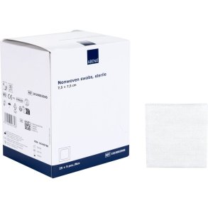 Nonwoven kompres, ABENA, 4-lags, 7,5x7,5cm, hvid, 5 stk./pouch, latexfri, steril *Denne vare tages ikke retur*