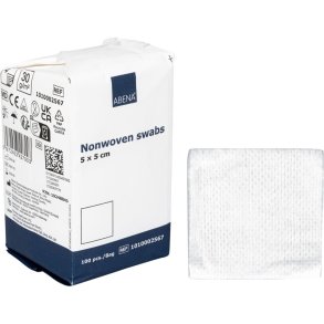Nonwoven kompres, ABENA, 4-lags, 5x5cm, hvid, latexfri, usteril
