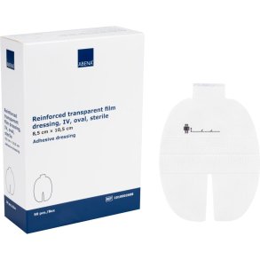 IV-fiksering, ABENA, 10,5x8,5cm, transparent, oval, m/applikeringsramme, latexfri, steril, engangs *Denne vare tages ikke retur*