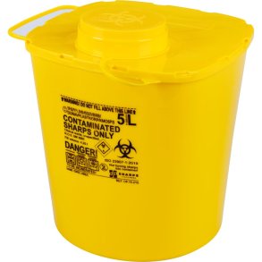 Kanyleboks, Sharps, 21,4cm, �17cm, 5 l, gul, kanyleaftr�k