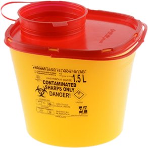 Kanyleboks, Sharps, 12,7cm, �11,1cm, 1,5 l, gul, kanyleaftr�k, skrueanordning