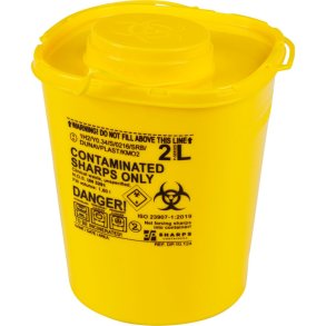 Kanyleboks, Sharps, 17,45cm, �11,4cm, 2 l, gul, kanyleaftr�k, skrueanordning