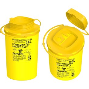 Kanyleboks, Sharps, 14,75cm, �7,63cm, 600 ml, gul, kanyleaftr�k, transportmodel