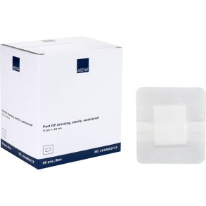 Post-OP forbinding, ABENA, 9x10cm, hvid, v�sket�t, latexfri, steril, engangs *Denne vare tages ikke retur*