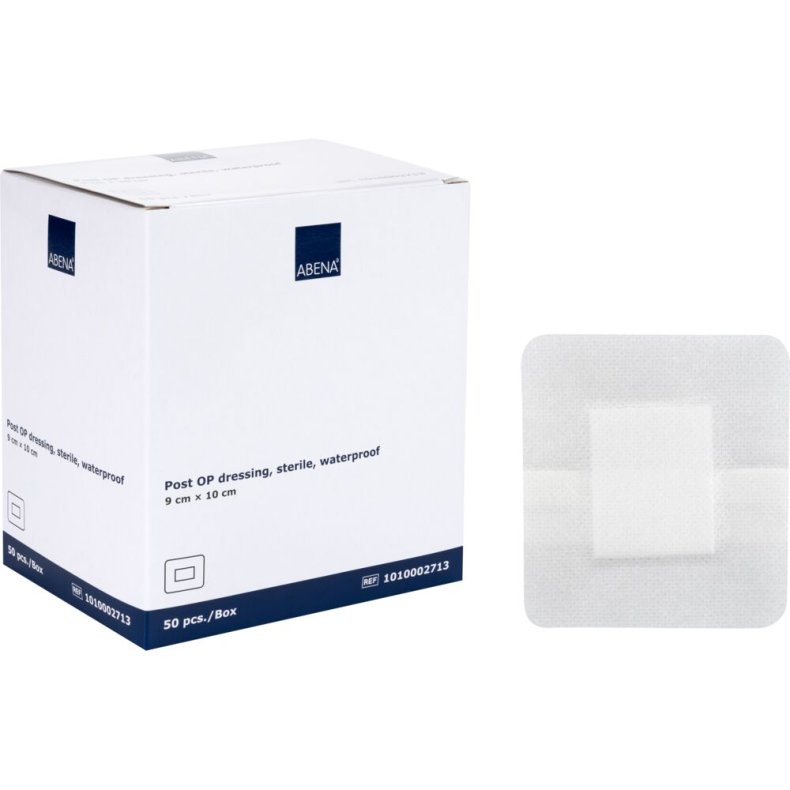 Post-OP forbinding, ABENA, 9x10cm, hvid, v�sket�t, latexfri, steril, engangs *Denne vare tages ikke retur*