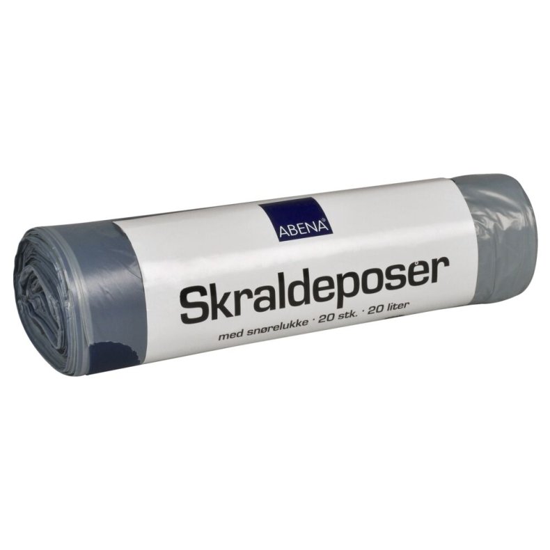 Affaldspose, med sn�reluk, 20 l, gr�, LLDPE/virgin, 44x50cm
