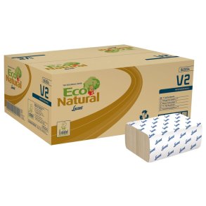 H�ndkl�deark, Lucart T3 Natural, 2-lags, V-fold, 21,8x21cm, 10,5 cm, ubleget, genanvendt papir