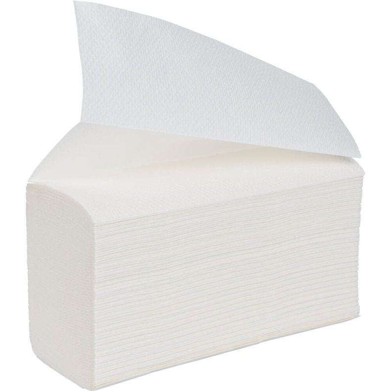 H�ndkl�deark, ABENA Care-Ness Excellent, 2-lags, W-fold, 32x21,5cm, 8 cm, hvid, nyfiber
