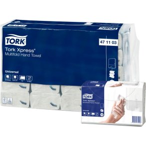H�ndkl�deark, Tork H2 Universal, 2-lags, Z-fold, 23,4x21,3cm, 8 cm, ubleget, genanvendt papir