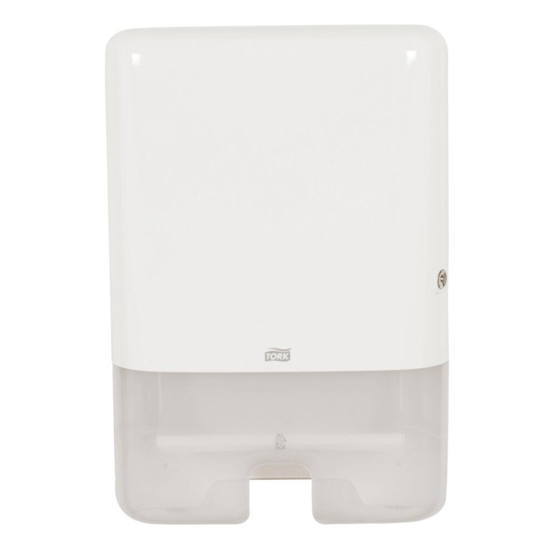 Dispenser, Tork H2, Midi, 10,2x30,2x44,4cm, hvid, plast, til h�ndkl�deark maks dybde 8,5 cm og maks bredde 21,5 cm
