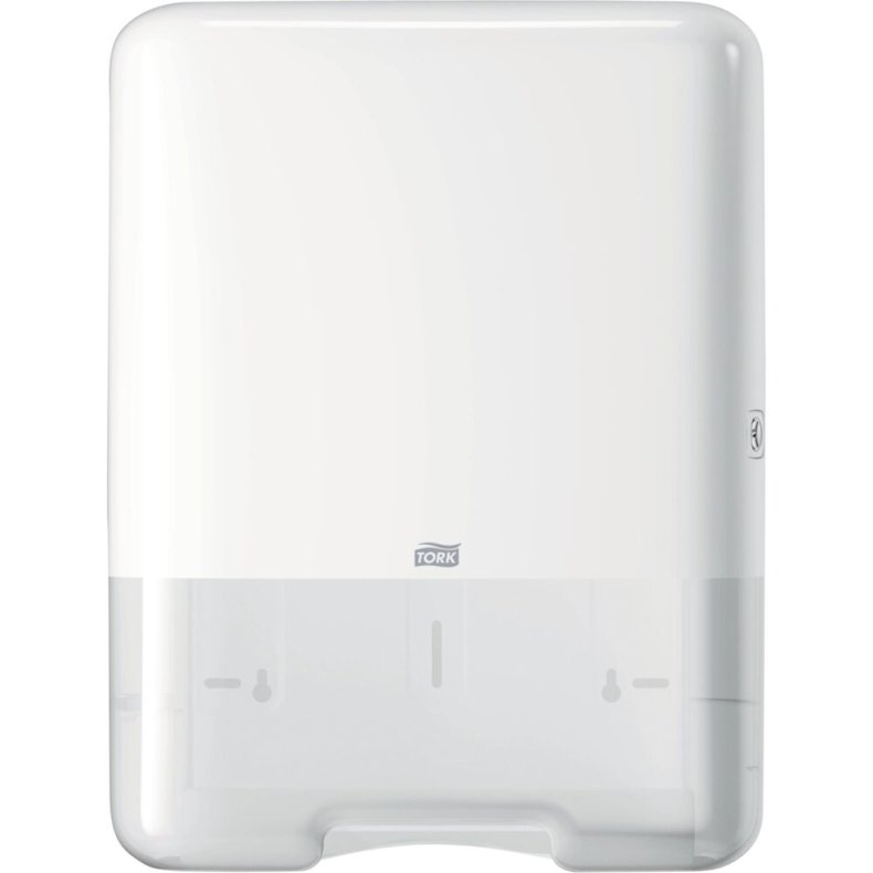 Dispenser, Tork H3, Midi, 13,6x33,3x43,9cm, hvid, plast, til h�ndkl�deark maks dybde 11,5 cm og maks bredde 25,5 cm