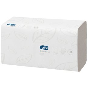 H�ndkl�deark, Tork H2 Advanced, 2-lags, W-fold, 32x21,2cm, 8 cm, hvid, blandingsfibre