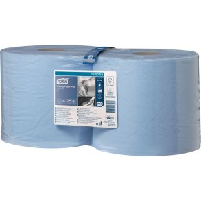 V�rkstedsrulle, Tork W1/W2, 2-lags, 255m x 23,5cm, �26,2cm, bl�, blandingsfibre