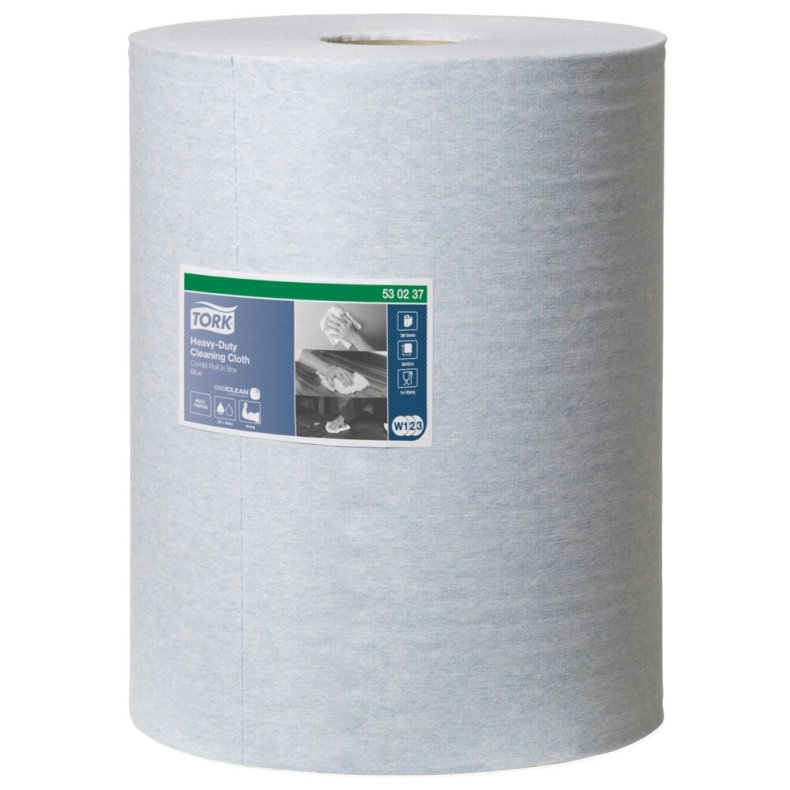 Industriaft�rring, Tork W1/W2/W3, 1-lags, 106,4m x 32cm, �25cm, bl�, nonwoven *Denne vare tages ikke retur*
