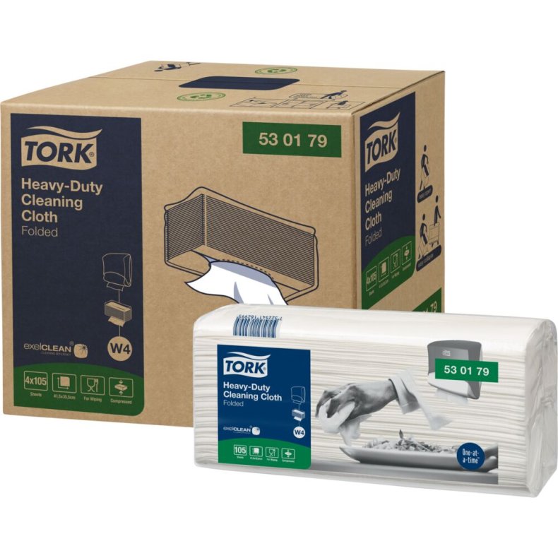Industriaft�rring, Tork W4, 1-lags, 41,5x35,5cm, 10,8 cm, hvid, polyester/PP/nyfiber