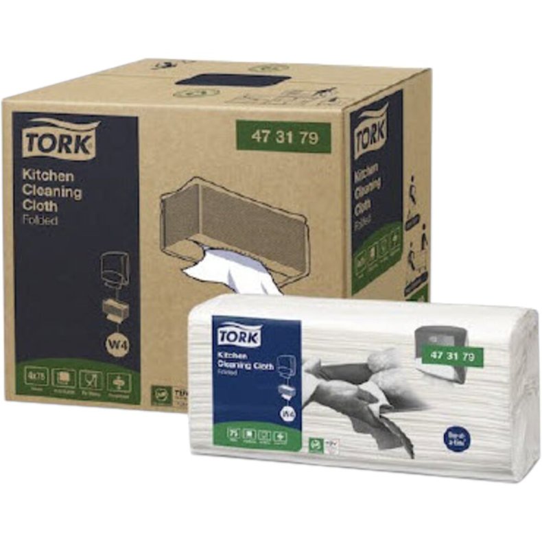Industriaft�rring, Tork W4, 1-lags, 41,5x35,5cm, 10,8 cm, hvid, bomuld/viskose