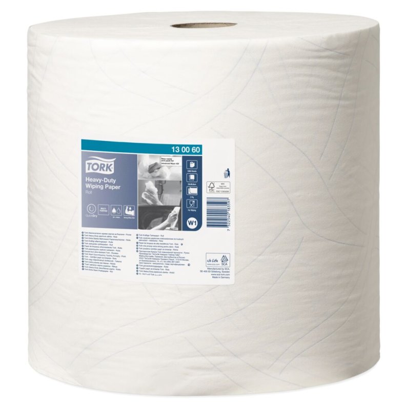 V�rkstedsrulle, Tork W1, 2-lags, 340m x 36,9cm, �37,5cm, hvid, nyfiber