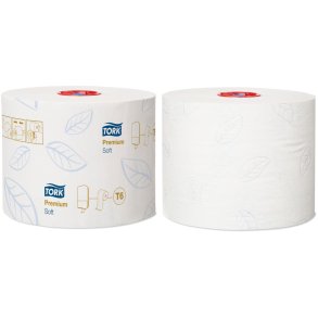 Toiletpapir, Tork T6 Premium, 2-lags, 90m x 9,9cm, �13,2cm, hvid, nyfiber