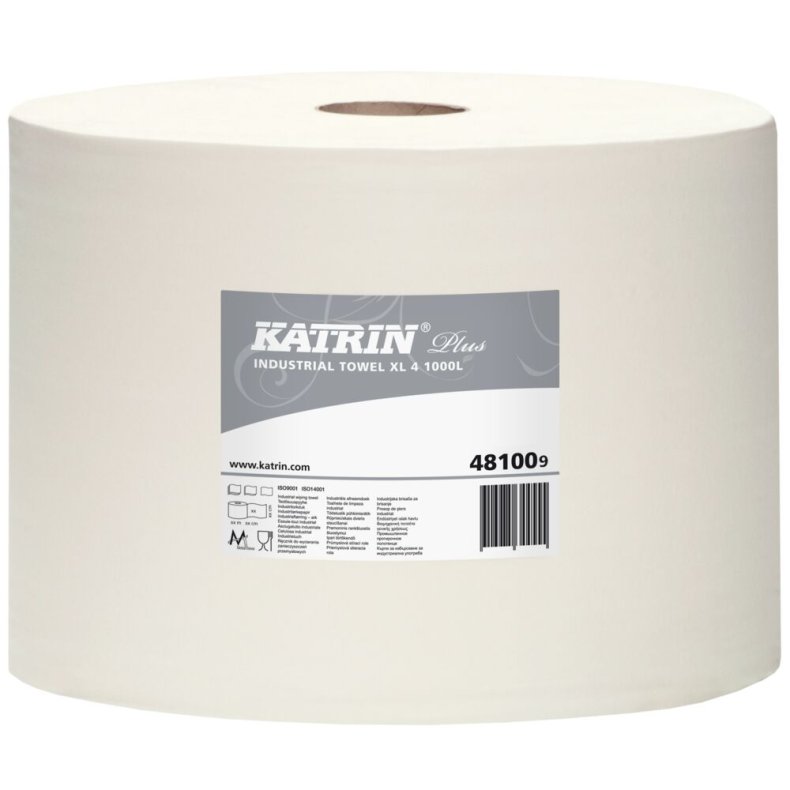 V�rkstedsrulle, Katrin Plus, 4-lags, 360m x 26,5cm, �36cm, hvid, nyfiber *Denne vare tages ikke retur*