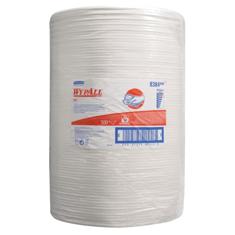 Industriaft�rring, Kimberly-Clark Wypall X70, 1-lags, 295,8m x 31,5cm, �37cm, hvid, papir/polyester *Denne vare tages ikke retur*