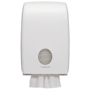 Dispenser, Kimberly-Clark Aquarius, 13,6x26,5x39,9cm, hvid, plast, til h�ndkl�deark maks dybde 10,8 cm og maks bredde 22,5 cm *Denne vare tages ikke retur*