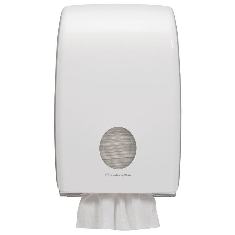Dispenser, Kimberly-Clark Aquarius, 13,6x26,5x39,9cm, hvid, plast, til h�ndkl�deark maks dybde 10,8 cm og maks bredde 22,5 cm *Denne vare tages ikke retur*