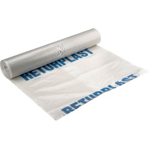 Knudes�k, 200 l, klar, LDPE/genanvendt, 85x160cm, med perforerede huller og tryk (returplast)