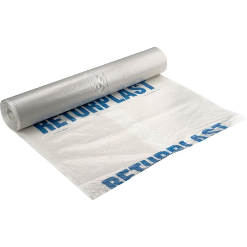 Knudes�k, 200 l, klar, LDPE/genanvendt, 85x160cm, med perforerede huller og tryk (returplast)