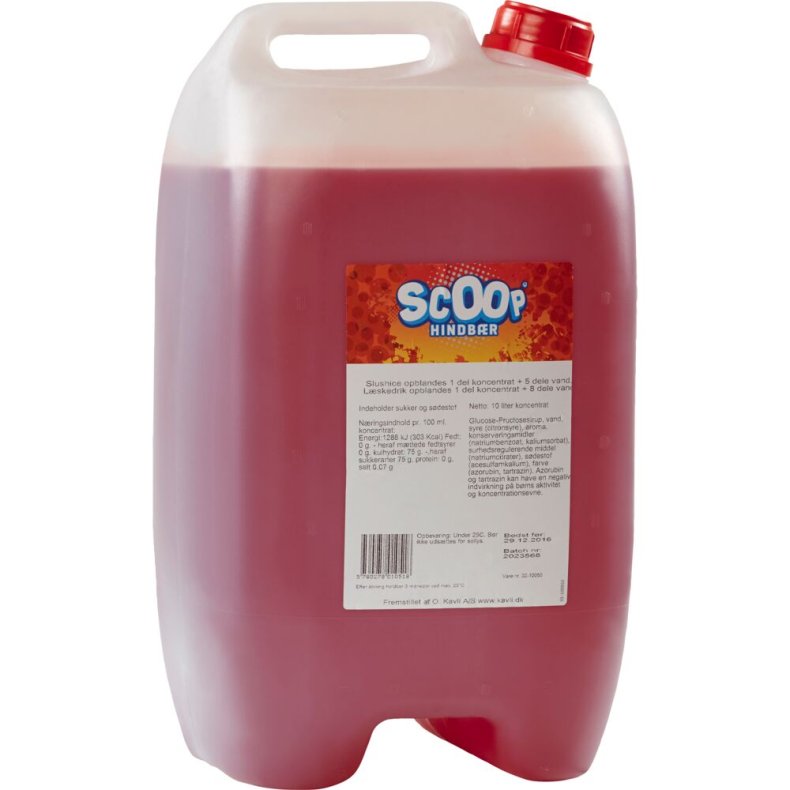 L�skedrik/Slush Ice, Scoop, 10 l, hindb�r, uden azofarvestoffer