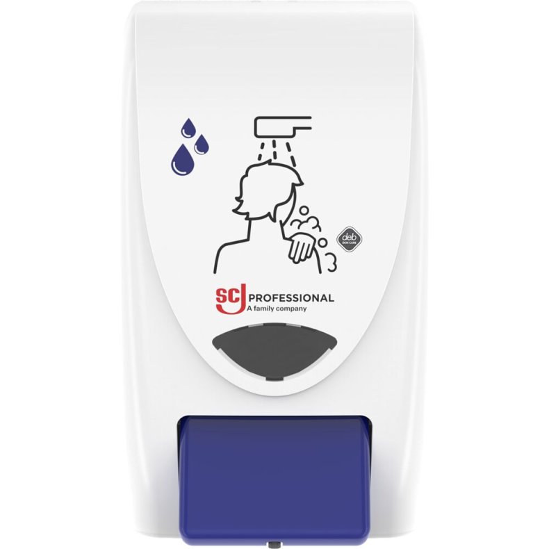 Dispenser, SCJ Professional Hair & Body, 2000 ml, hvid, plast, manuel, med bl� knap,4,5 ml pr. dosering *Denne vare tages ikke retur*