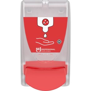 Dispenser, SCJ Professional, 1000 ml, klar, manuel, med r�d knap,0,7 ml pr. dosering