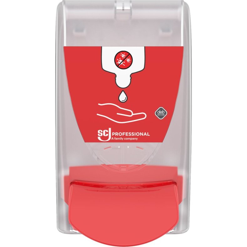 Dispenser, SCJ Professional, 1000 ml, klar, manuel, med r�d knap,0,7 ml pr. dosering