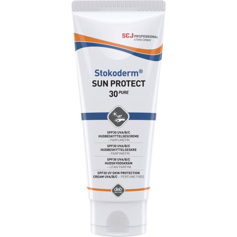 Solcreme, SCJ Professional Stokoderm Sun Protect 30 PURE, 100 ml, vandfast, uden parfume, SPF 30