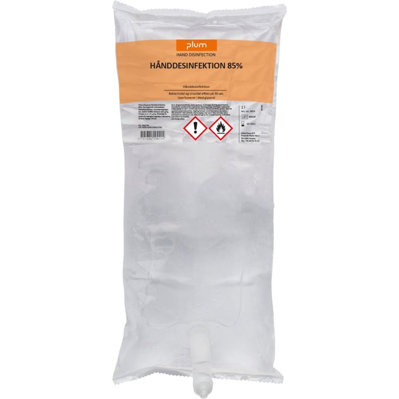 H�nddesinfektion, Kiilto, 1000 ml, med 85% ethanol blanding hvoraf 6% er IPA